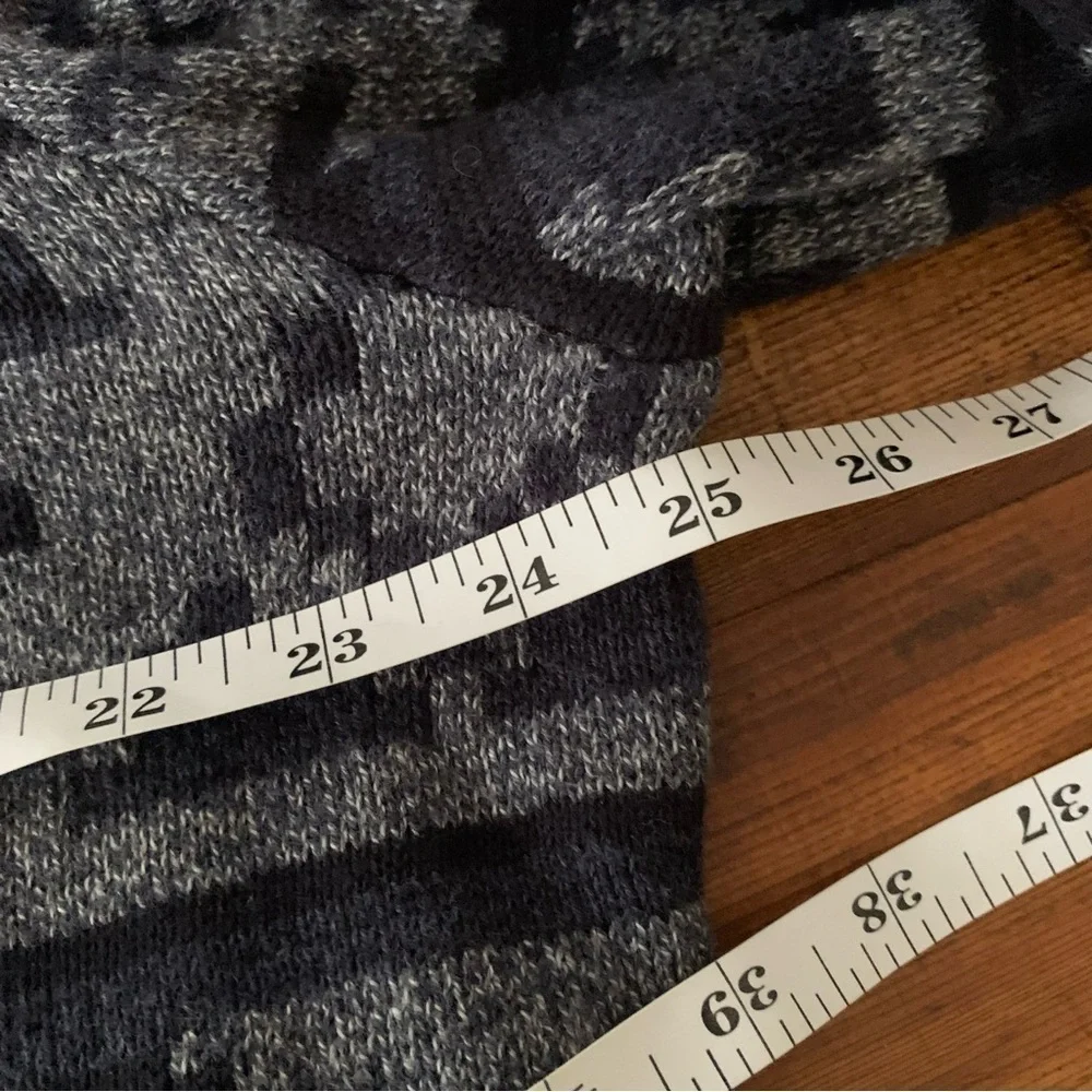 American Eagle Mens Nordic Fair Isle Navy Cotton Hooded Sweater Sz XL
